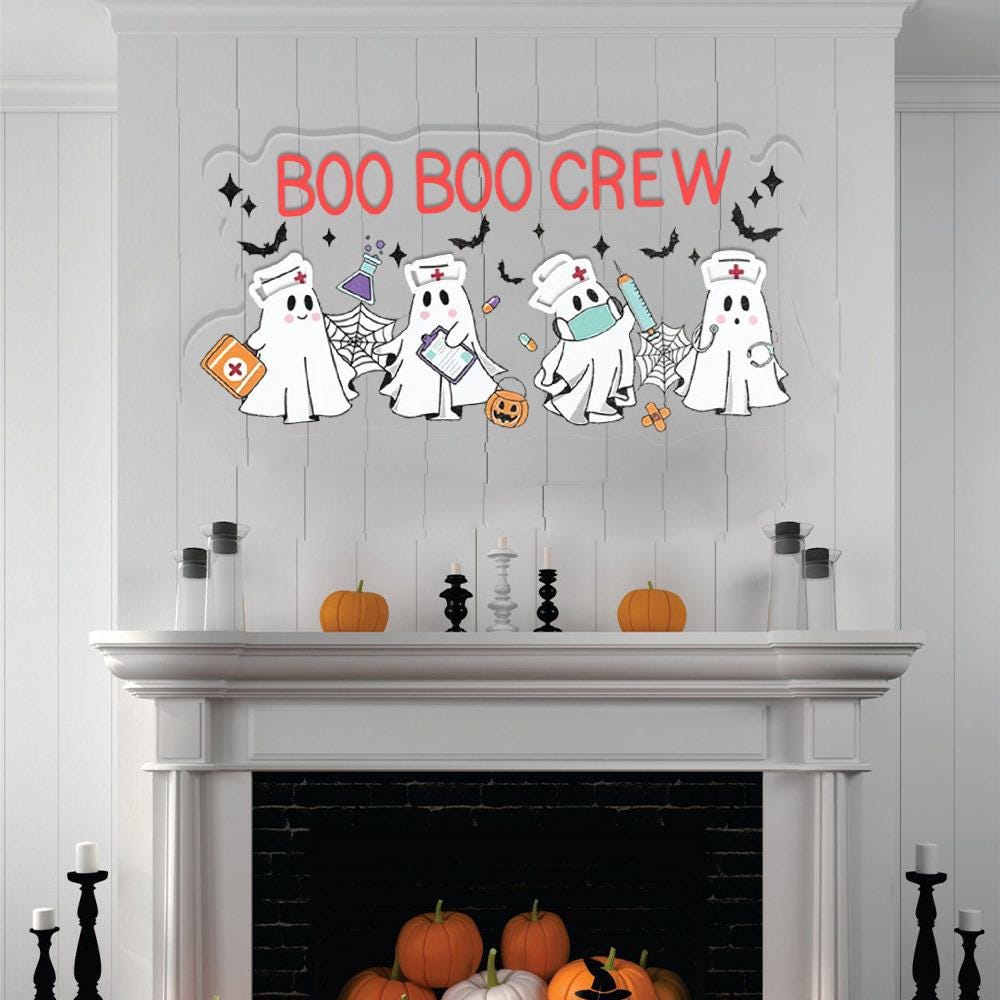Boo Boo Crew Neon, Nurse Gift For Women, Halloween Nurse Neon Sign, Spooky Nurse Neon Gifts, Registered Nurse Neon Sign, Nursing School Neon