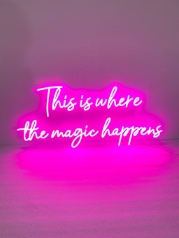 This is where magic happens Neon Sign, Custom Neon Sign Wall Decor Art, Quote Wall Sign Decor