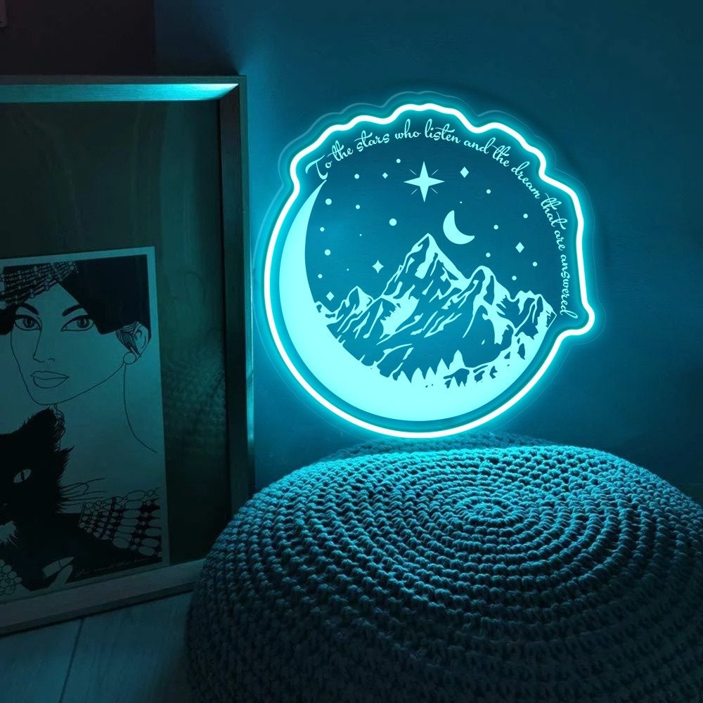 To The Stars Who Listen Neon Sign, Velaris Neon Led, Starlight Lover Gift, Star Night Light, Book Lover Gift For Her, Acotar Neon Sign Gifts