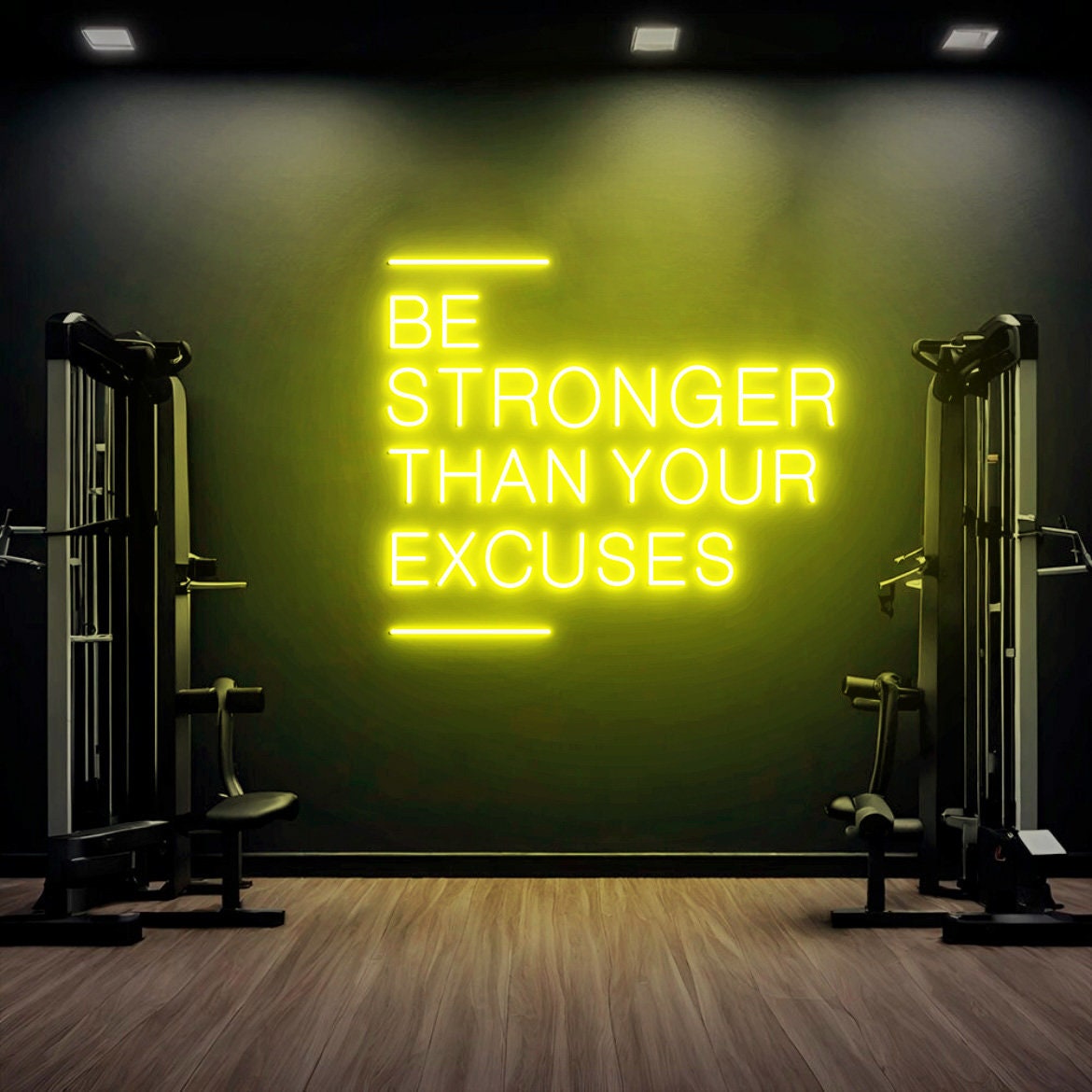 Be Stronger Than Your Excuses Sign, Large Gym Wall Neon Sign, Gym Ideas, Gym Exercise Motivational Sign, Fitness Center Decor, Office Gym