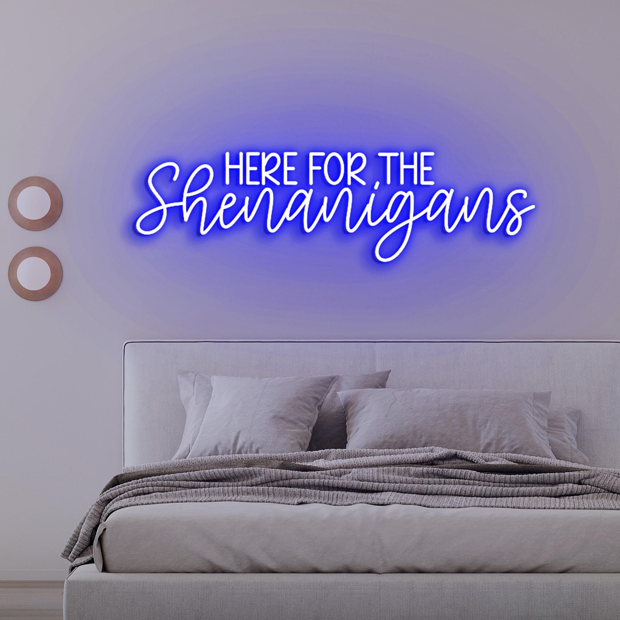 Here For Shenanigans Neon Light, Neon Sign Light Decor, St Paddy Day Neon Sign, Bedroom Neon Lights, Home Room Wall Decoration
