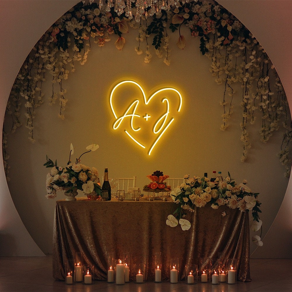 Initial Neon Sign Custom Wedding Decor, Neon Sign Custom Wall decor, Neon Name Sign Wedding Centrepieces, Custom Led Sign Personalized Gifts