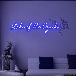 Lake of Ozarks Neon Sign, Lake Map: Lake of the Ozarks in Missouri UV Printed Lake House Wall Decorations
