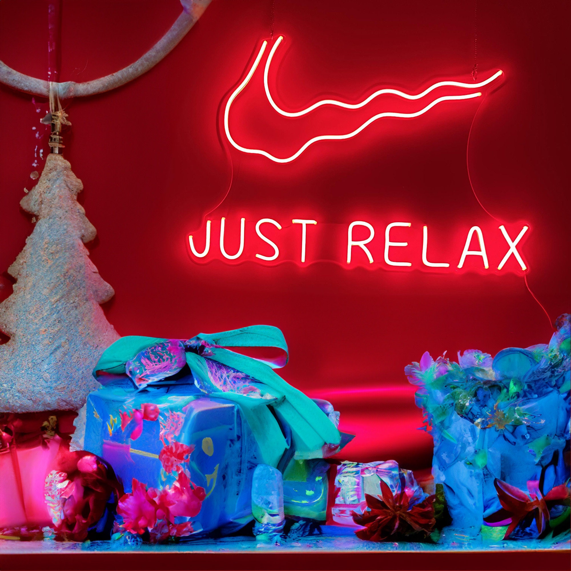 Just Relax Neon Sign Led Light Home Decor Wall Mural Store Bar Banner Acrylic Office Party Pub Club Decoration Shop Window Aesthetic Room 3D