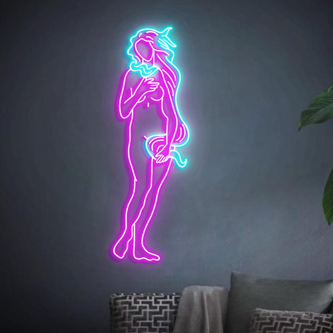 Venus Neon Sign, The Birth of Venus Art, Aphrodite Art Home Decor Neon Light, Greek Goddess Status Art, Greek Home Decor, Venus Goddess Art