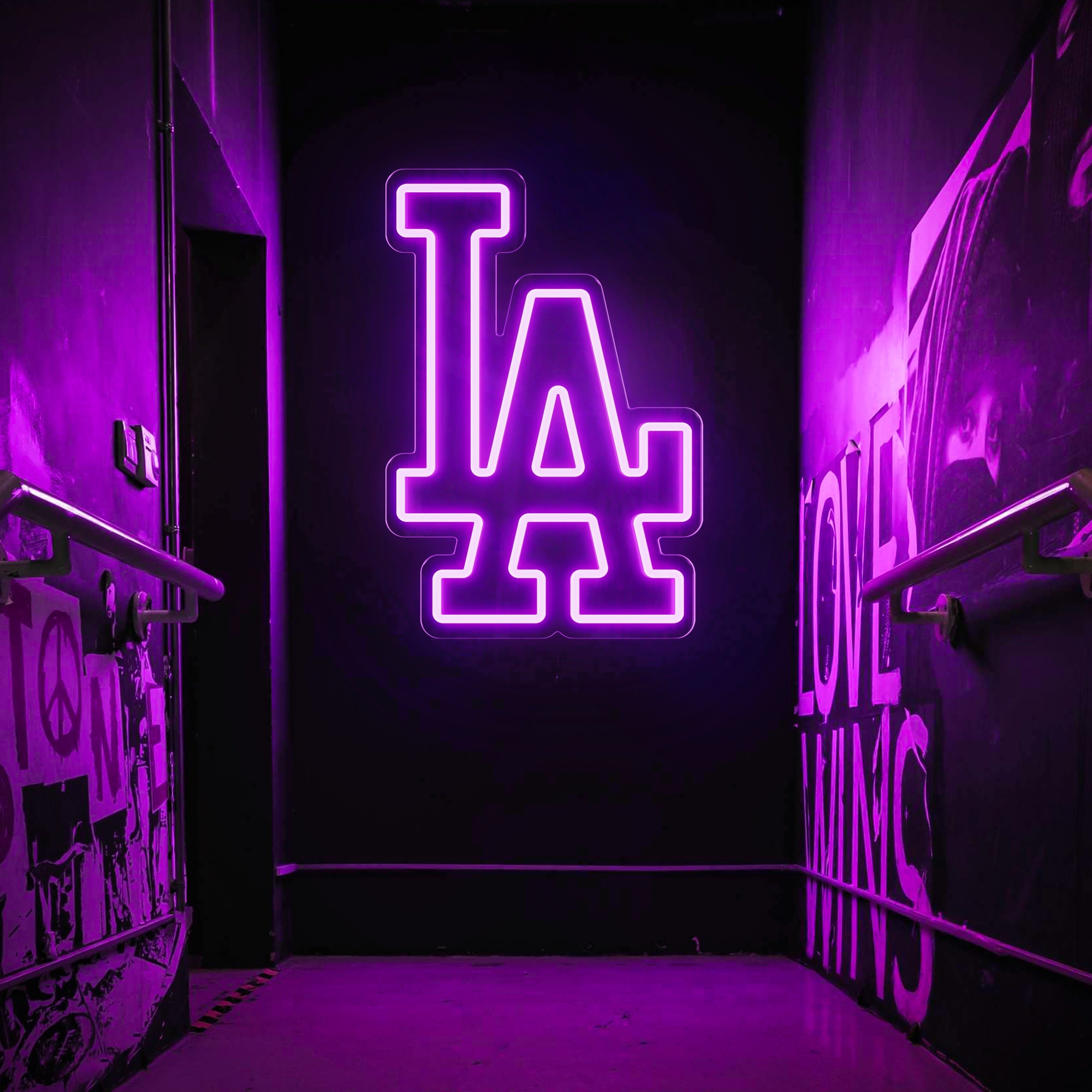 Los Angeles Dodgers Neon Sign,LA Neon Sign for Garage or Man Cave Decor,Gifts for Men With Dodge Baseball Team Logo,Office Wall Art,