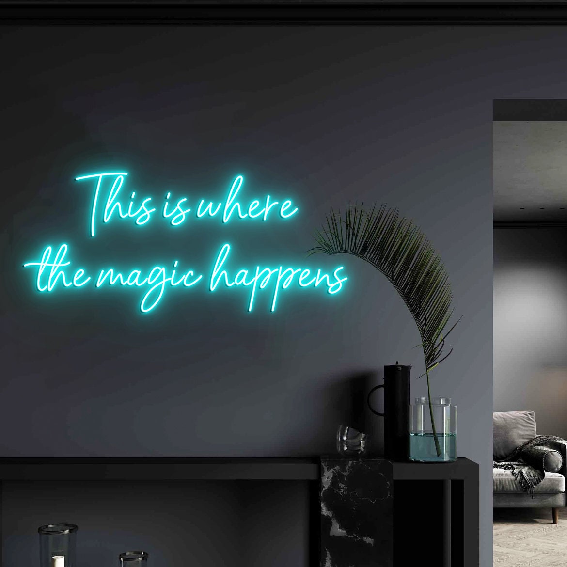 This is where magic happens Neon Sign, Custom Neon Sign Wall Decor Art, Quote Wall Sign Decor