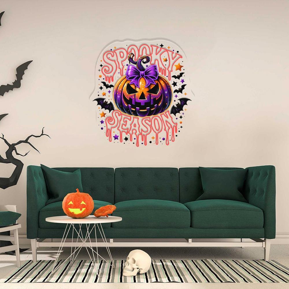 Spooky Season Neon Sign Gifts, Funny Pumpkin Neon Sign, Ghost Neon Led, Spooky Season Gifts, Halloween Party Neon Sign, Fall Ghost Neon Gift