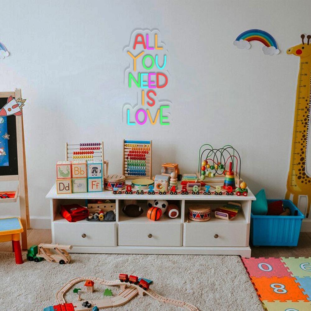 All You Need is Love Neon Sign, Positive Affirmation, Kids Wall Neon, Growth Mindset, Classroom Decor, Positive Classroom, Education Gifts.