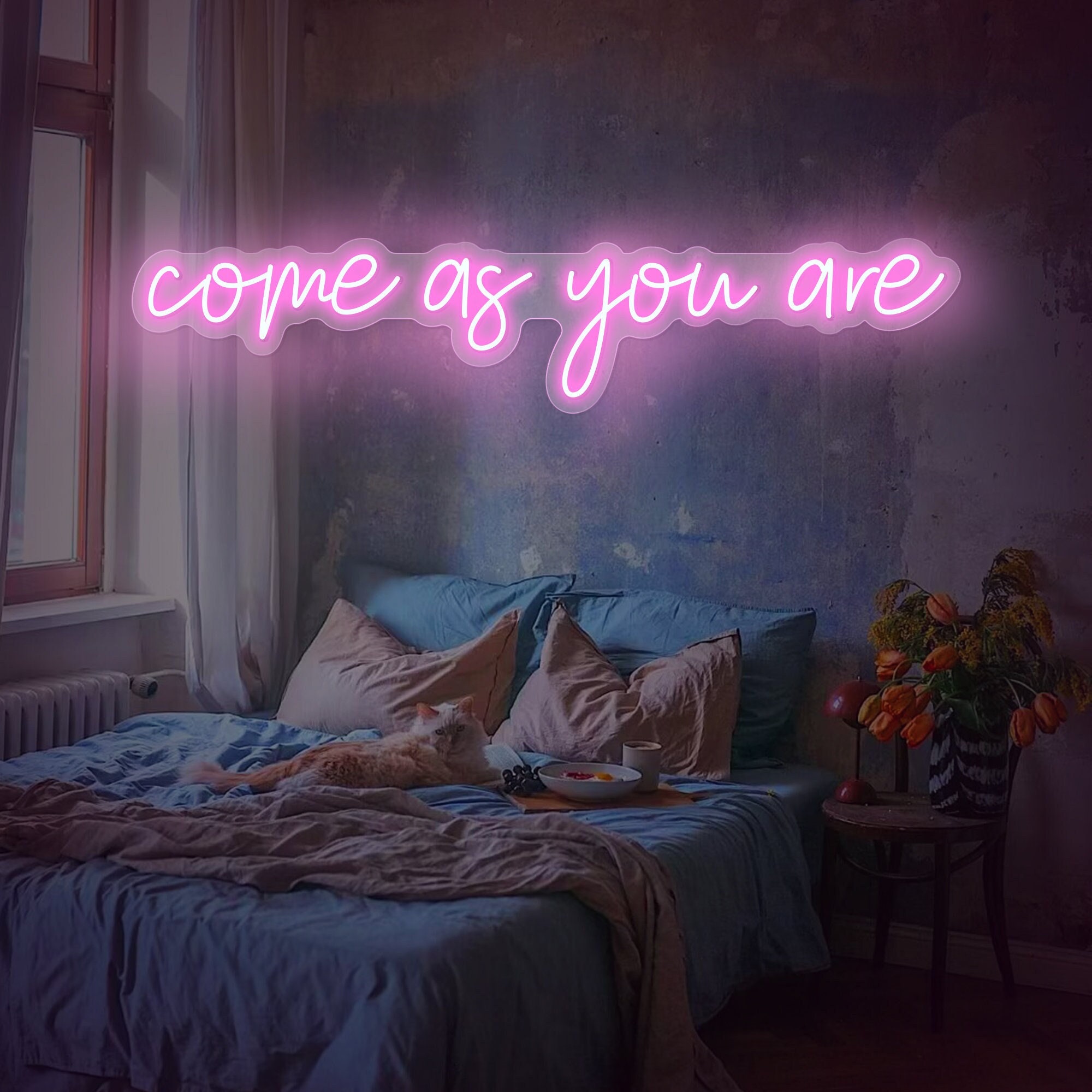 Come As You Are Neon Sign,Personalized Neon Signs,Wall Hanging Garage Party Sign,Home Bedroom Decor, Light Up LED Neon Sign,Bedroom Decor