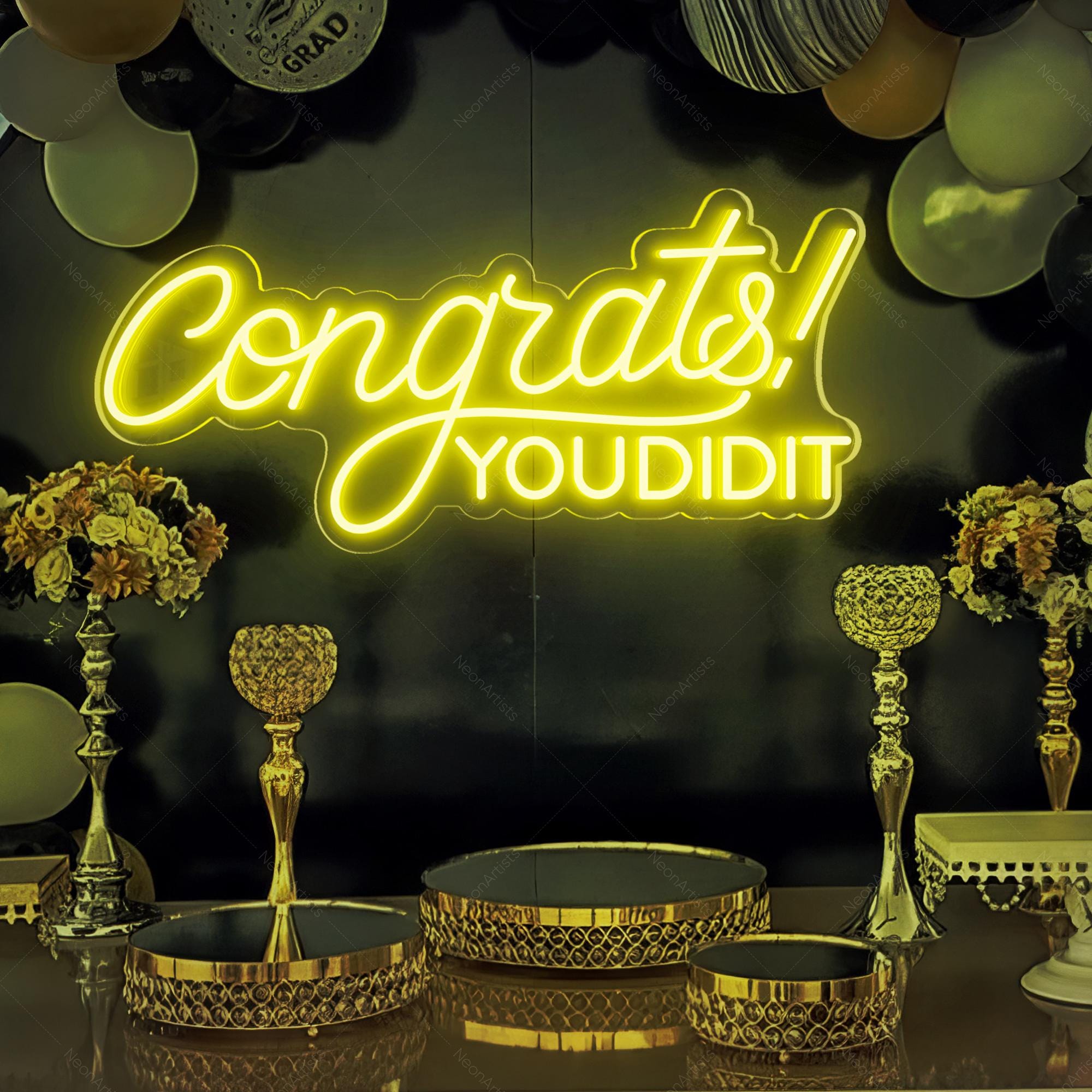 Graduation decorations 2024/ Congrats You Did It Neon Sign/ Custom Graduation Gifts/ Custom Party Decor/ Led Signs Personalized Gift