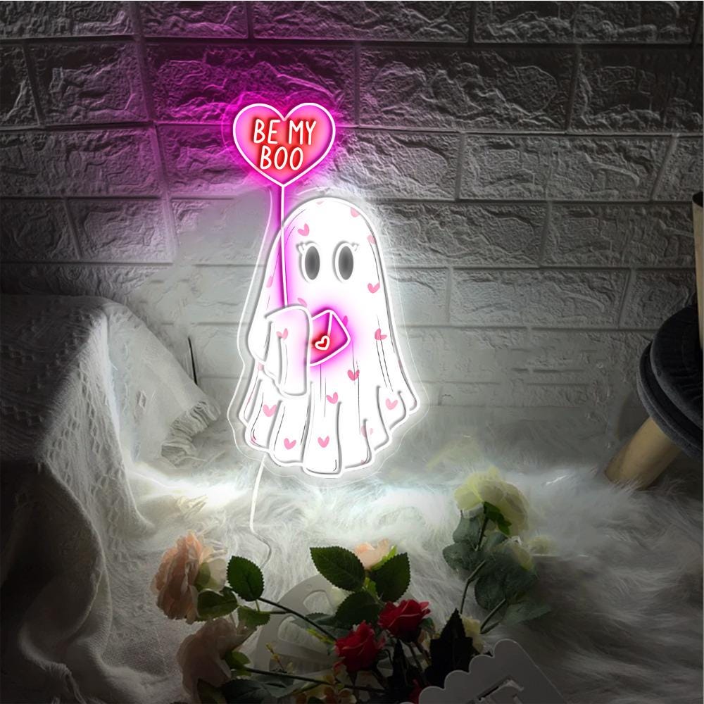 Be My Boo Neon Sign, Ghost Neon, Valentines Day Neon Sign, XOXO Neon, Women Valentines Day Neon Gifts, Heart Neon Sign, Happy Valentines