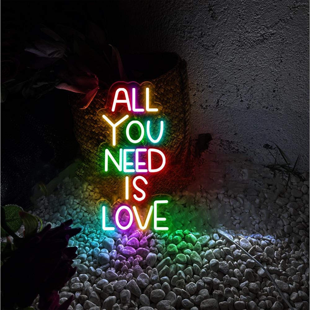 All You Need is Love Neon Sign, Positive Affirmation, Kids Wall Neon, Growth Mindset, Classroom Decor, Positive Classroom, Education Gifts.