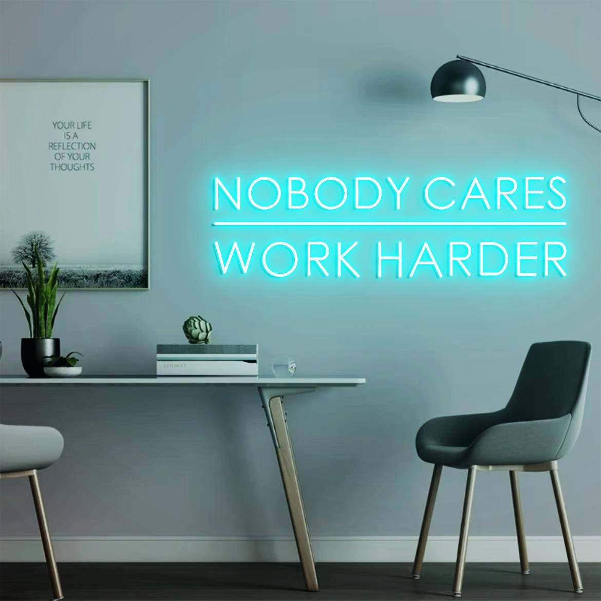 Nobody Cares Work Harder Sign, office Wall Sign, Home Gym Design Decor Idea, Christmas Gift for Husband, Neon Sign Gym Decor Idea