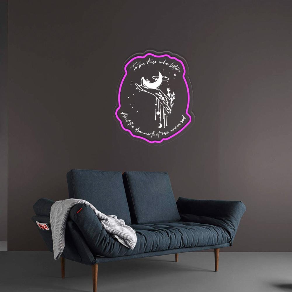 To The Stars Who Listen Neon Sign, Velaris Neon Led, Starlight Lover Gift, Star Night Light, Book Lover Gift For Her, Acotar Neon Sign Gifts