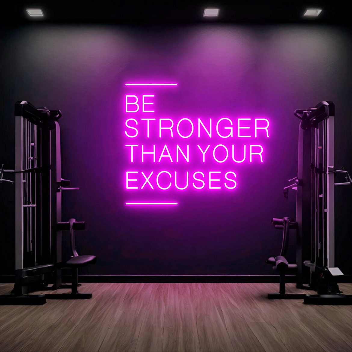 Be Stronger Than Your Excuses Sign, Large Gym Wall Neon Sign, Gym Ideas, Gym Exercise Motivational Sign, Fitness Center Decor, Office Gym