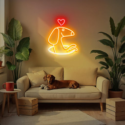 Dachshund Neon Sign Heart Love Neon Sign Cute Dog LED Light Wiener Dog Wall Decor Puppy Room Aesthetic Pet Lover Gift Game Room Bedroom Neon