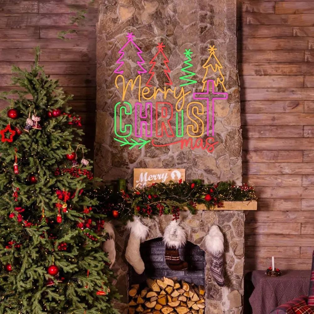 Merry Christmas Neon Sign, Christmas Jesus Neon, Jesus Christmas Neon Sign, Religion Neon, Gift For Christian, Christmas Neon Sign Gifts