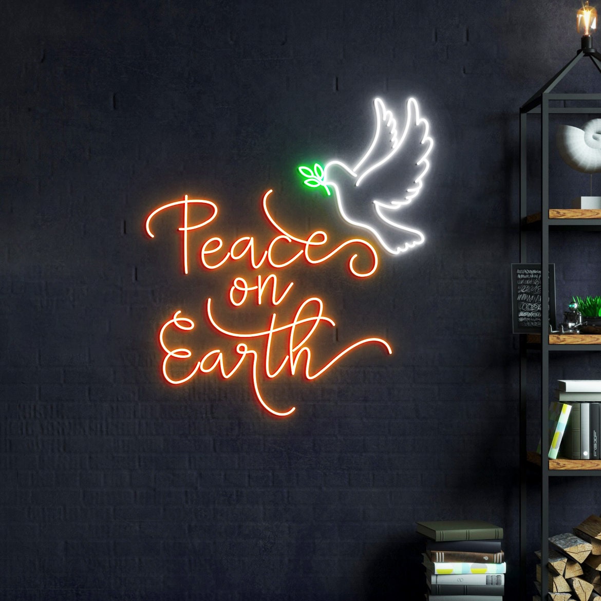 Peace on Earth Dove Neon Light, Christmas Peace Sign Wall Decor, Dove of Peace, Peace on Earth Sign, Christmas Peace Decor