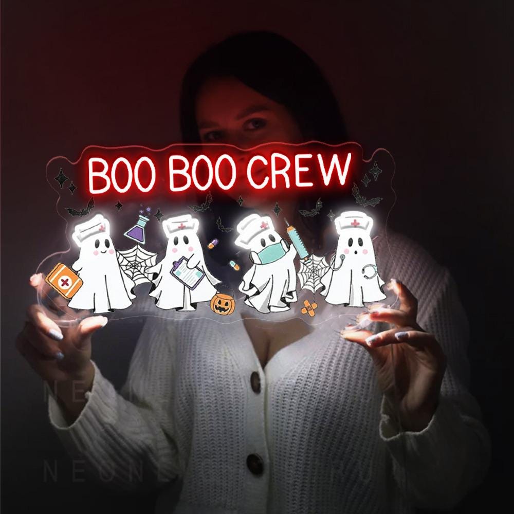 Boo Boo Crew Neon, Nurse Gift For Women, Halloween Nurse Neon Sign, Spooky Nurse Neon Gifts, Registered Nurse Neon Sign, Nursing School Neon