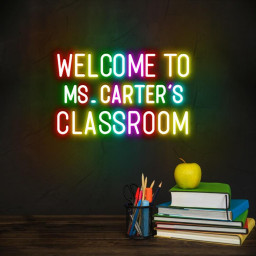 Personalized Teacher Door or Wall Neon Sign, Classroom Sign, Teacher Name Neon Sign, Classroom Door Hanger, Personalized Teacher Neon Sign