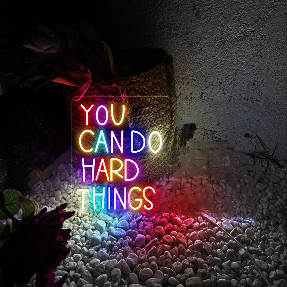 You Can Do Hard Things Neon Sign, Positive Affirmation, Kids Wall Neon, Growth Mindset, Classroom Decor, Positive Classroom, Education Gifts