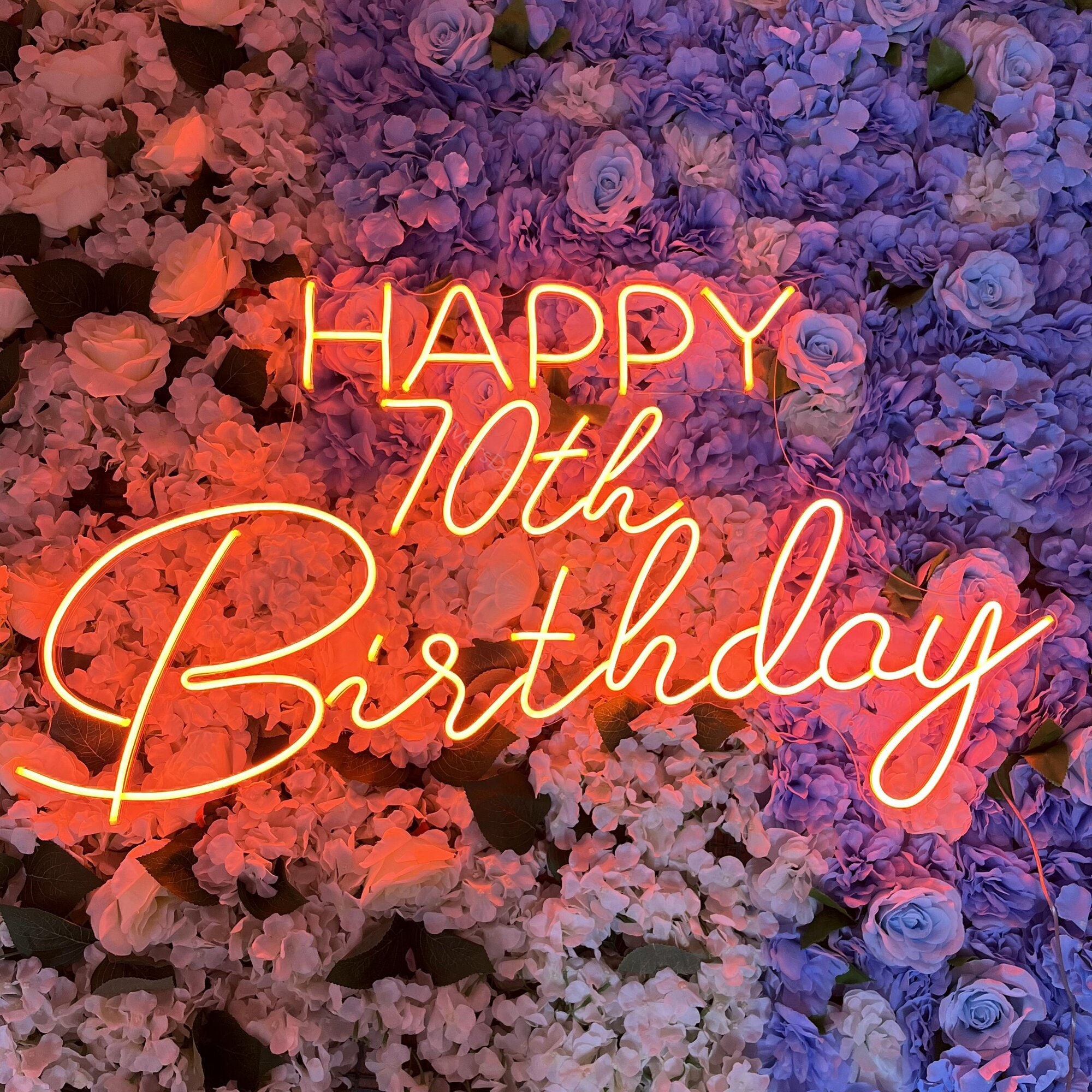 Happy Birthday Neon Sign | Custom Neon Sign | 70th Birthday Decoration Art | Led Neon Sign | Name Neon Sign | Wall Decor | Neon Light Signs