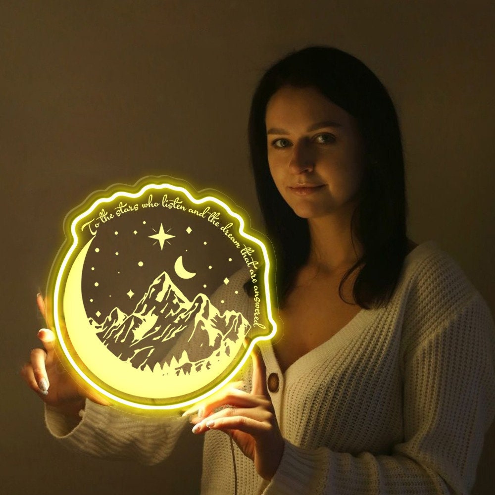 To The Stars Who Listen Neon Sign, Velaris Neon Led, Starlight Lover Gift, Star Night Light, Book Lover Gift For Her, Acotar Neon Sign Gifts
