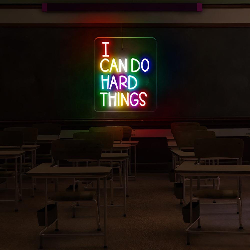 I Can Do Hard Things Neon Sign, Positive Affirmation, Kids Wall Neon, Growth Mindset, Classroom Decor, Positive Classroom, Education Gifts