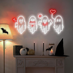 Valentine's Day Ghost Neon Sign, Ghosts With Hearts Valentine Gift, Spooky Valentine Neon, Be My Boo Valentines Neon, Happy Valentines Day