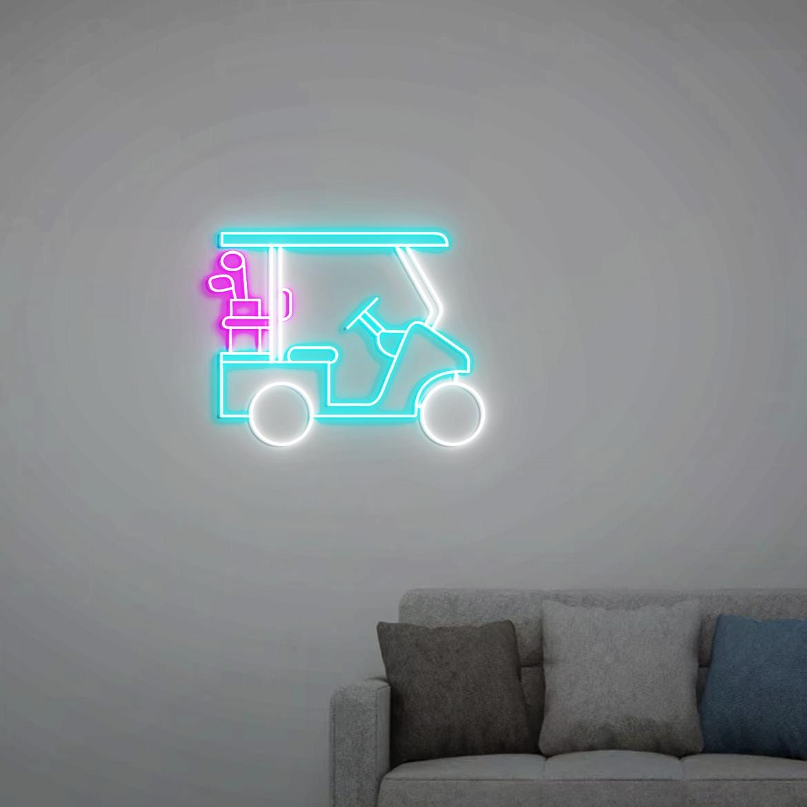 Golf Cart Neon Sign, Personalized Golf Cart Sign, Golf Art for Home Office Wall Decorations, Golfer Gift, Gift for Golf Lovers, Golf Sign