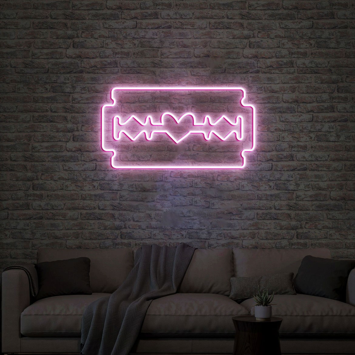 Razor Blade Neon Light, Neon Sign Light Decor, Barber Shop Neon Sign, Shaving Razor Bedroom Neon Lights, Razor Blade Wall Decoration