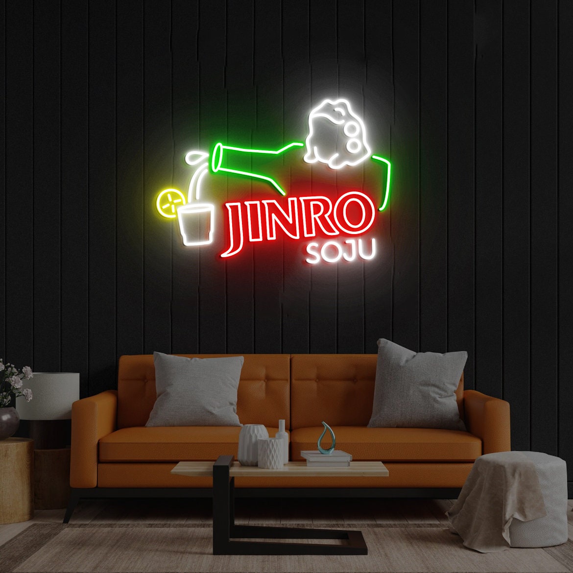 Jinro Soju Neon Light| Soju Neon Sign| Korean Wall Decor| Home Bar Neon Sign