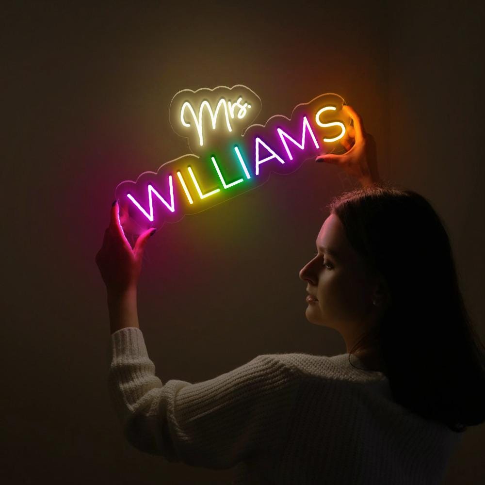 Personalized Teacher Door or Wall Neon Sign, Classroom Sign, Teacher Name Neon Sign, Classroom Door Hanger, Personalized Teacher Neon Sign