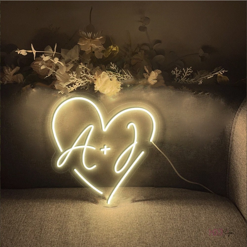 Initial Neon Sign Custom Wedding Decor, Neon Sign Custom Wall decor, Neon Name Sign Wedding Centrepieces, Custom Led Sign Personalized Gifts