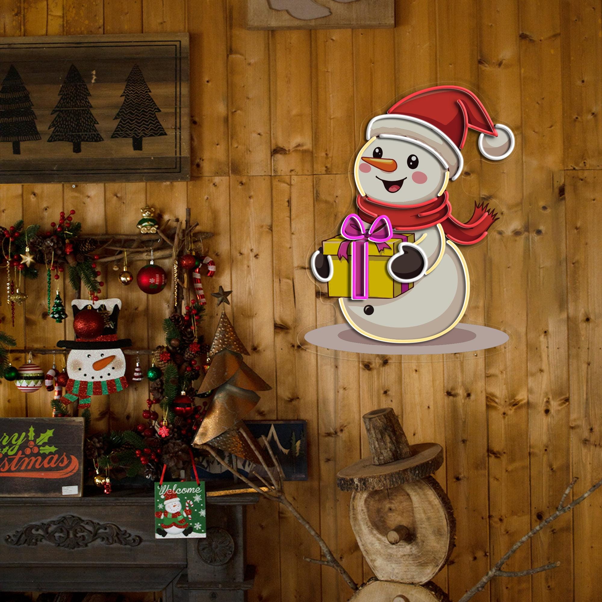 Christmas Snowman Neon Sign Merry Christmas Neon Sign Christmas Tree Decor Sign Custom Neon Sign Christmas Gifts Holiday Neon Sign