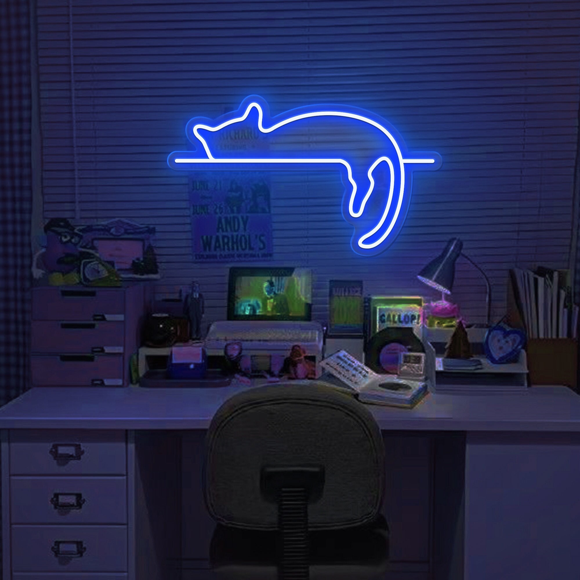Cute Cat Neon Sign|Kid Room Wall Light|Handmade LED Neon| Children room decoration|Cat Wall custom neon decor|Gifts for kids