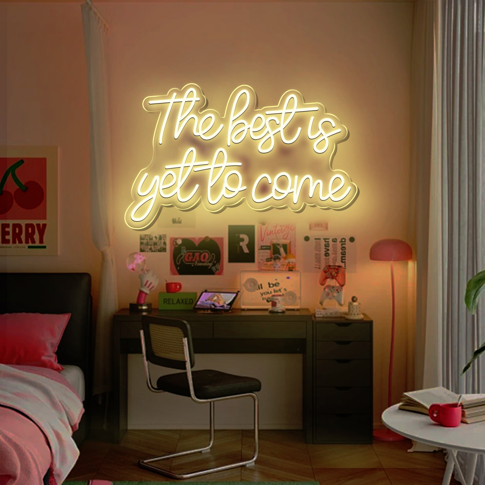The Best Is Yet to Come Neon Sign for Wall Decor Word Light Up Signs for Bedroom Home Bar Wedding Birthday Party Kids Room Teens Gifts