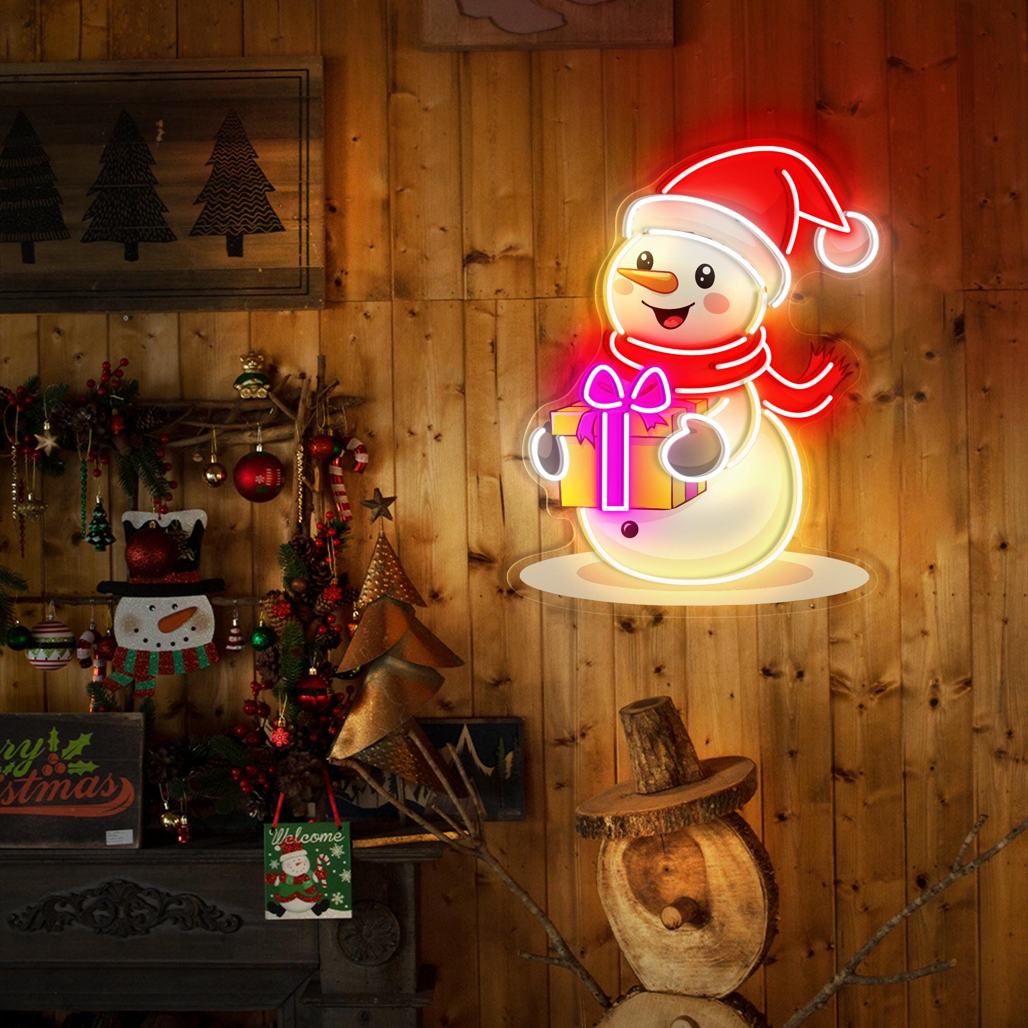 Christmas Snowman Neon Sign Merry Christmas Neon Sign Christmas Tree Decor Sign Custom Neon Sign Christmas Gifts Holiday Neon Sign