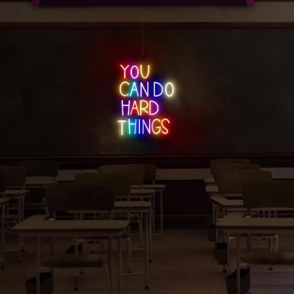 You Can Do Hard Things Neon Sign, Positive Affirmation, Kids Wall Neon, Growth Mindset, Classroom Decor, Positive Classroom, Education Gifts