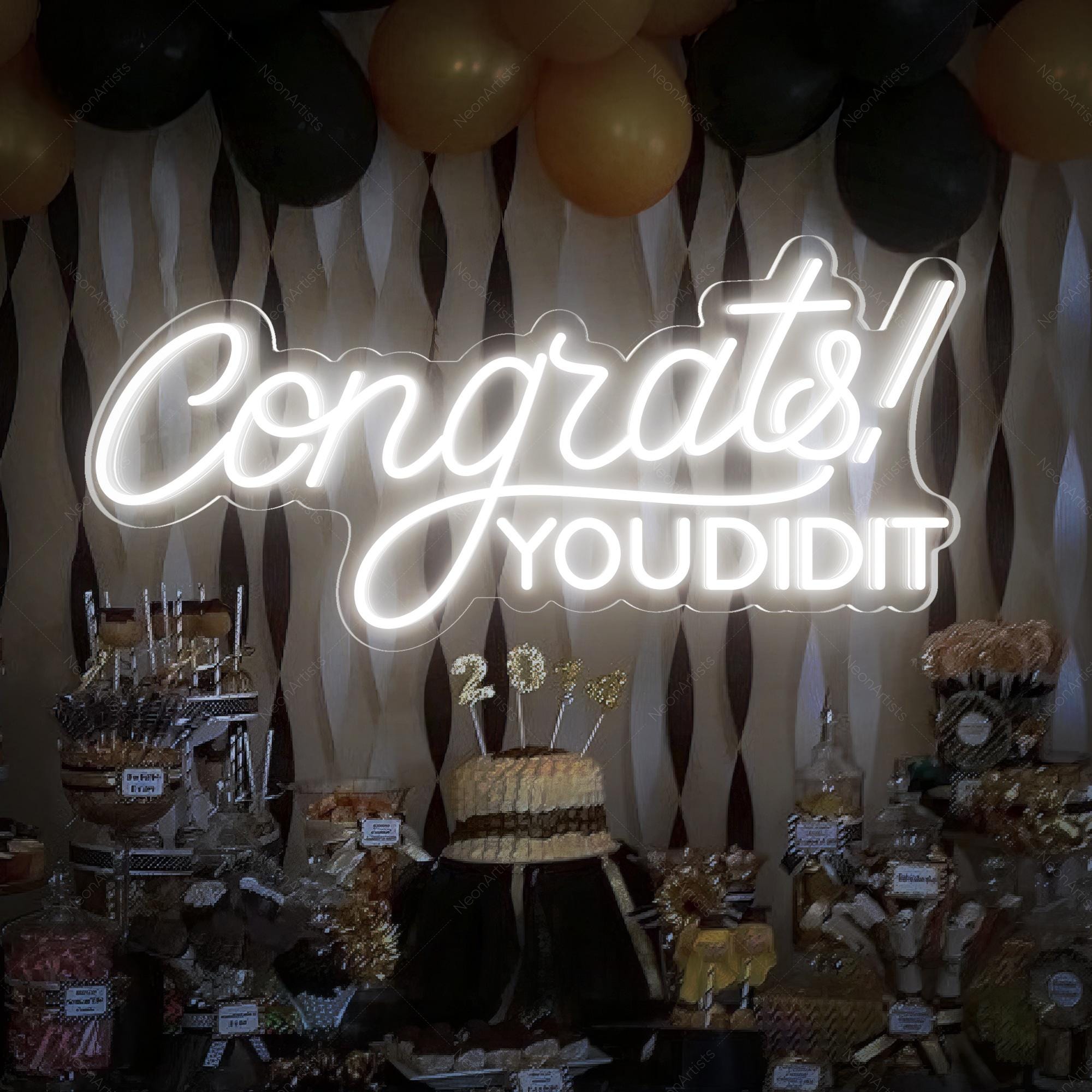 Graduation decorations 2024/ Congrats You Did It Neon Sign/ Custom Graduation Gifts/ Custom Party Decor/ Led Signs Personalized Gift
