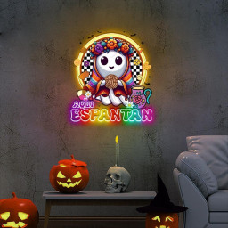 Aqui Espantan Neon, Mexico Conchas Neon, Spooky Conchas Neon, Concha Ghost, Dia De Muertos Neon, Mexico Halloween Neon, Hispanic Halloween.