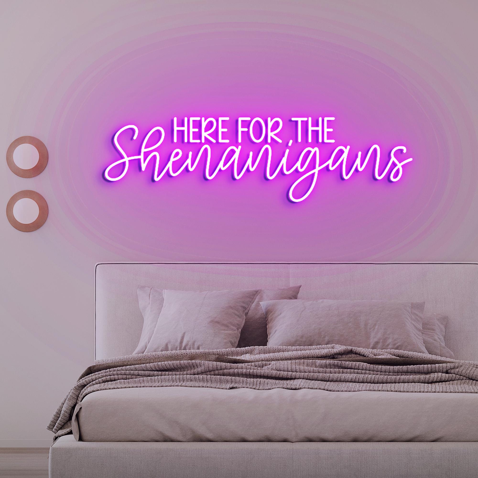 Here For Shenanigans Neon Light, Neon Sign Light Decor, St Paddy Day Neon Sign, Bedroom Neon Lights, Home Room Wall Decoration