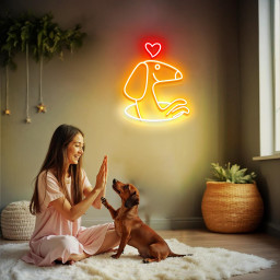 Dachshund Neon Sign Heart Love Neon Sign Cute Dog LED Light Wiener Dog Wall Decor Puppy Room Aesthetic Pet Lover Gift Game Room Bedroom Neon