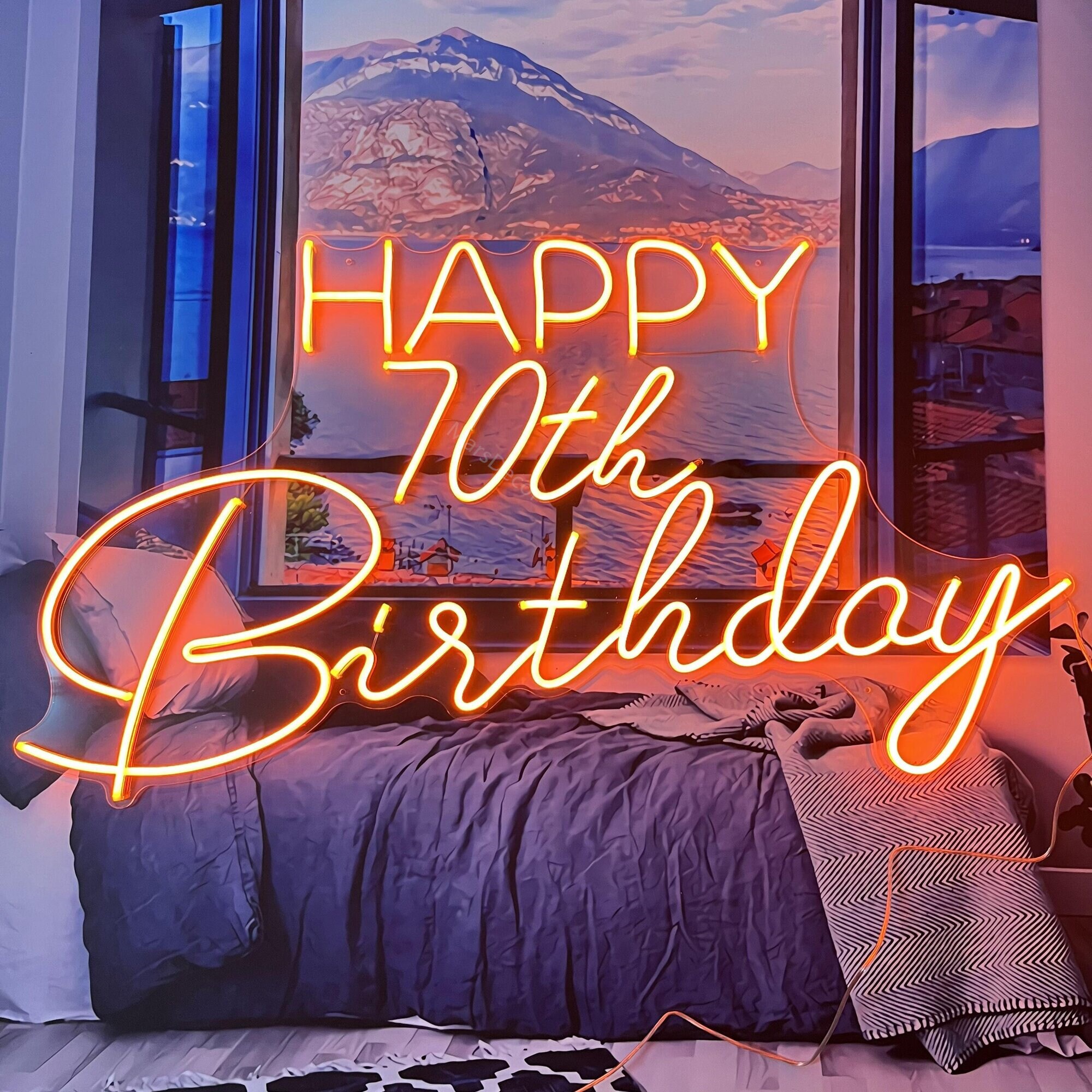 Happy Birthday Neon Sign | Custom Neon Sign | 70th Birthday Decoration Art | Led Neon Sign | Name Neon Sign | Wall Decor | Neon Light Signs