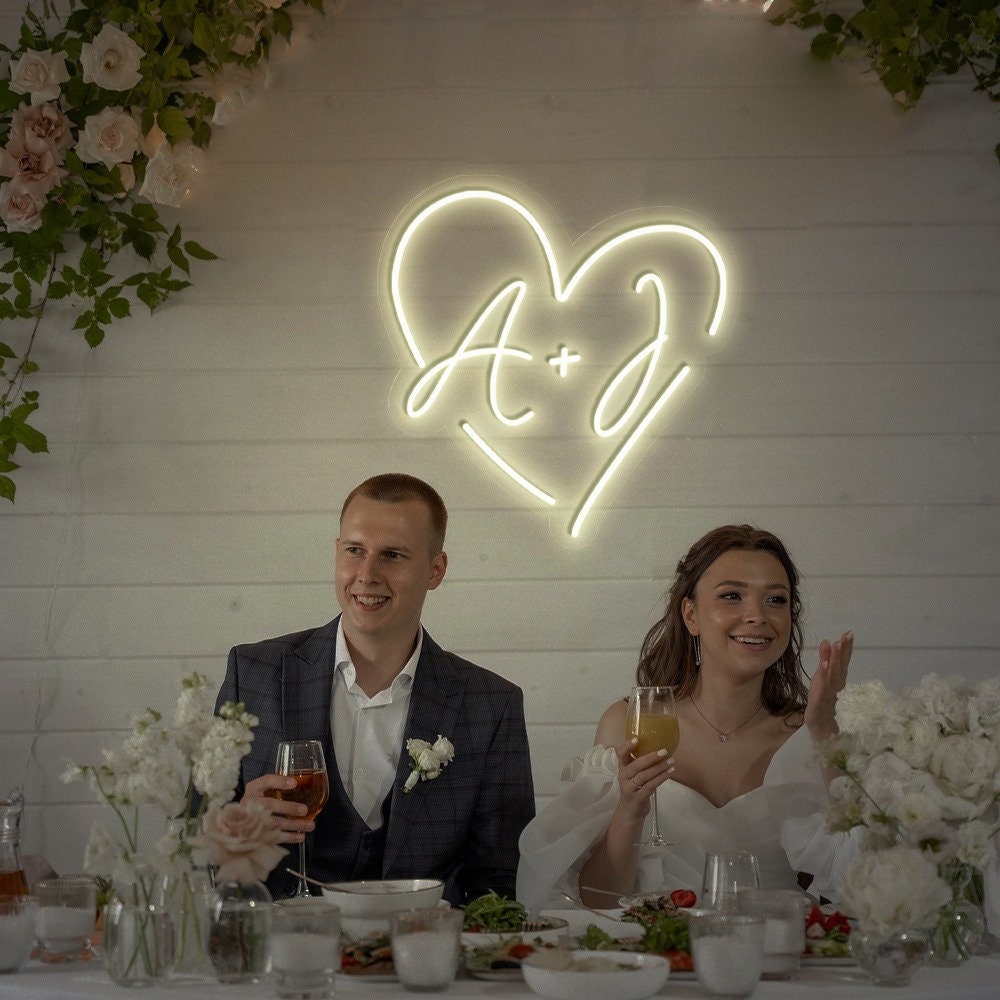 Initial Neon Sign Custom Wedding Decor, Neon Sign Custom Wall decor, Neon Name Sign Wedding Centrepieces, Custom Led Sign Personalized Gifts