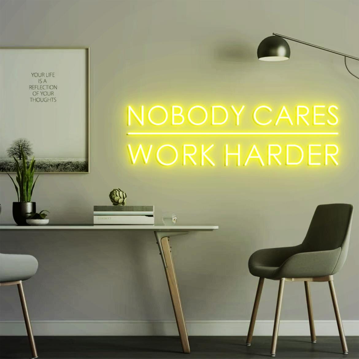 Nobody Cares Work Harder Sign, office Wall Sign, Home Gym Design Decor Idea, Christmas Gift for Husband, Neon Sign Gym Decor Idea