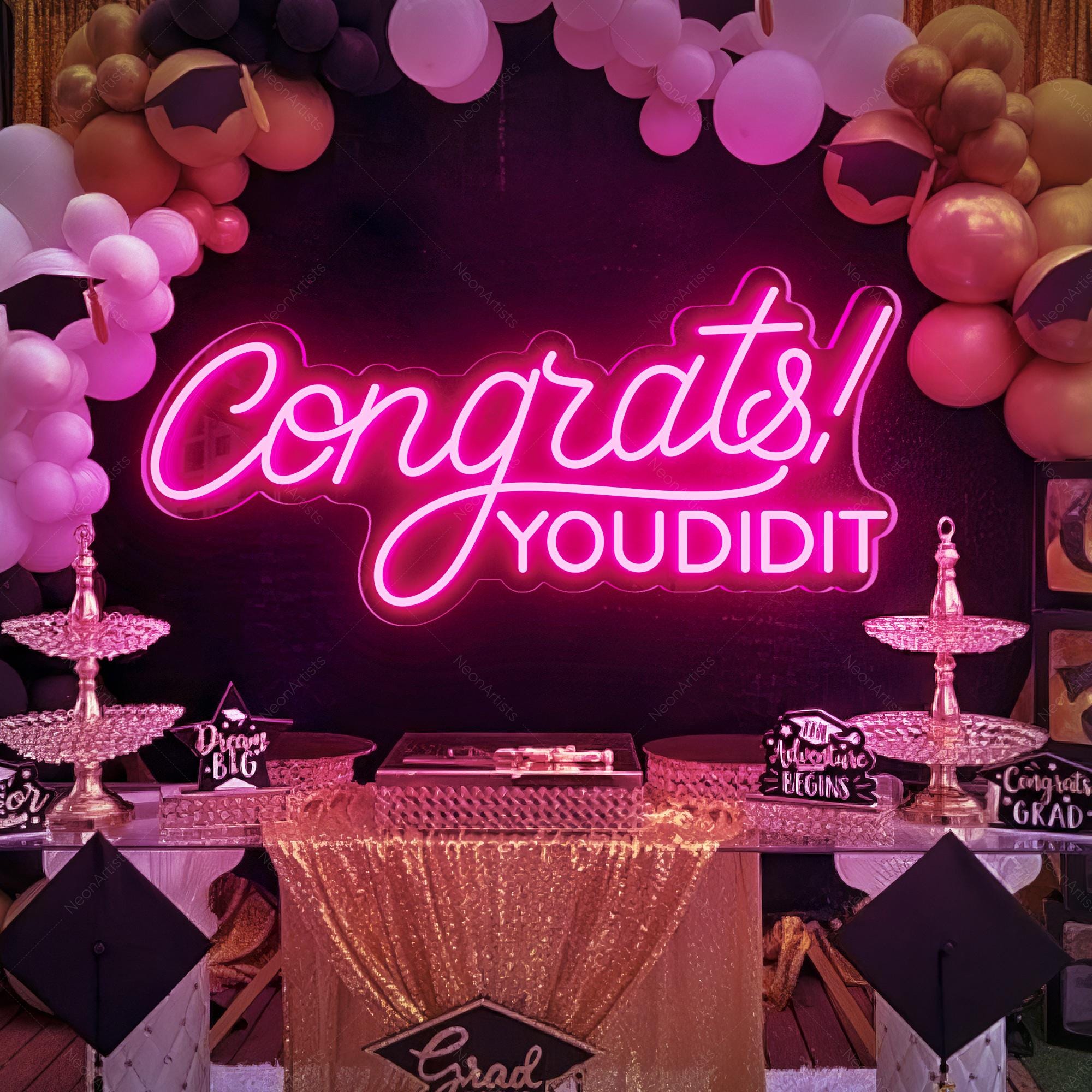 Graduation decorations 2024/ Congrats You Did It Neon Sign/ Custom Graduation Gifts/ Custom Party Decor/ Led Signs Personalized Gift