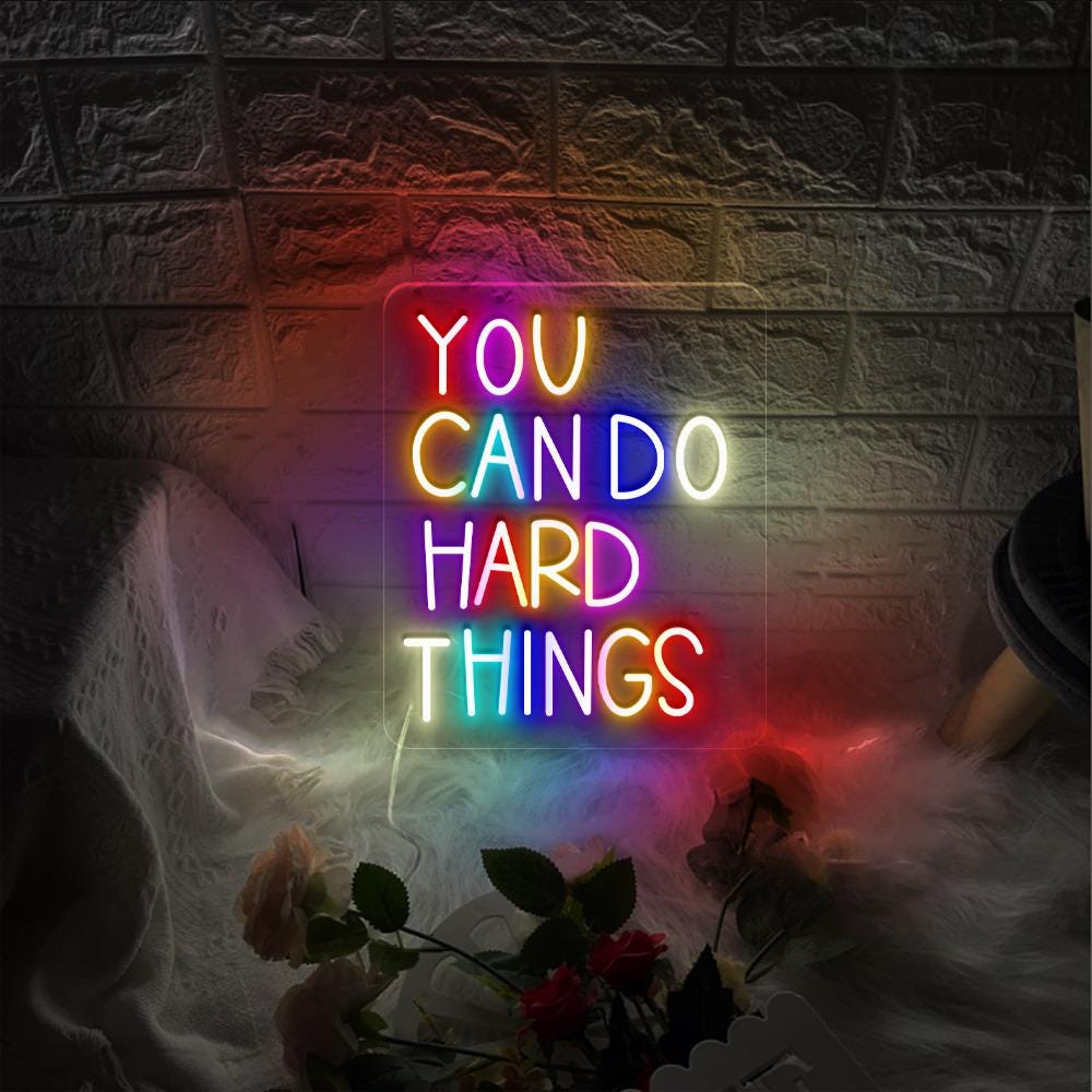 You Can Do Hard Things Neon Sign, Positive Affirmation, Kids Wall Neon, Growth Mindset, Classroom Decor, Positive Classroom, Education Gifts