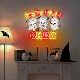 Night Shift Crew, Halloween Nurse Neon Sign, Spooky Nurse Neon Gifts, Registered Nurse Neon Sign, Nursing School Neon, Halloween RN Neon